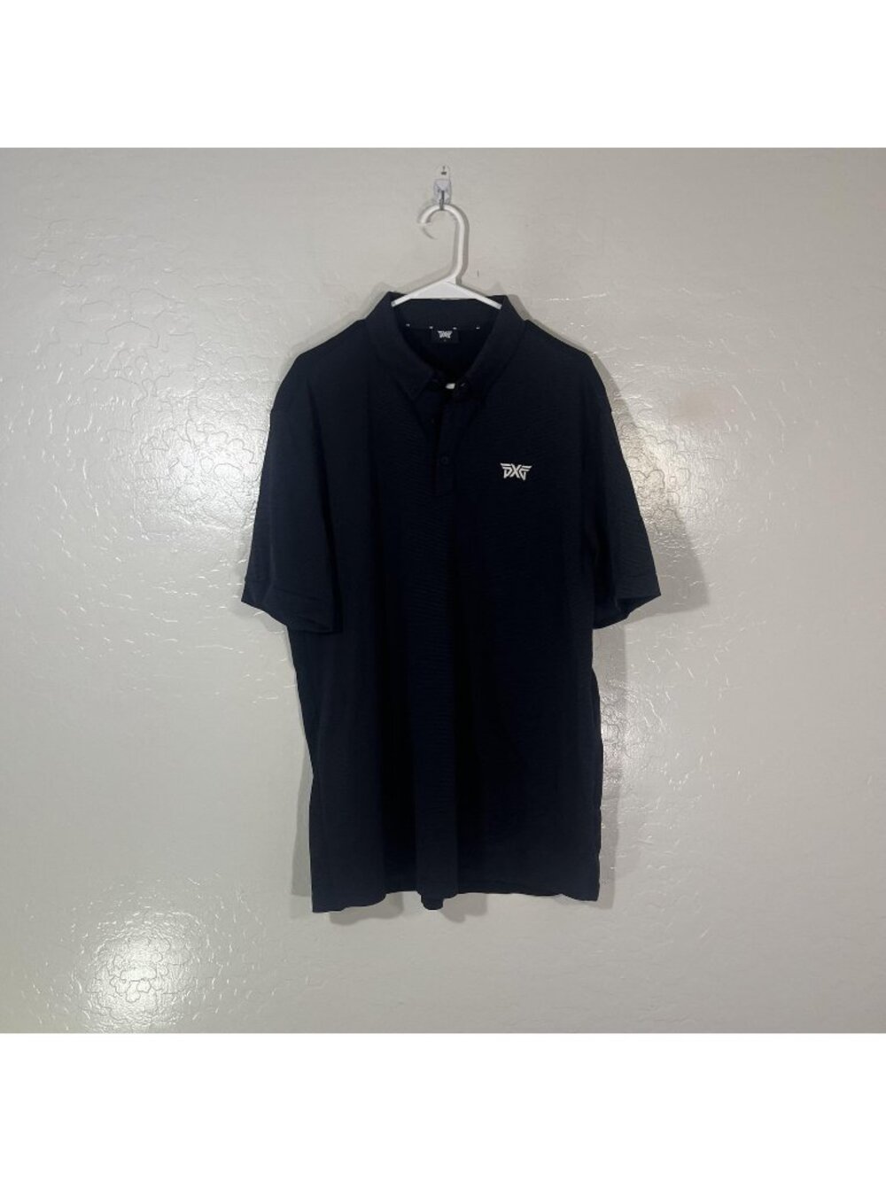 PXG Polo Shirt Mens Large Blue Solid Textured Golf Performance Stretch Top